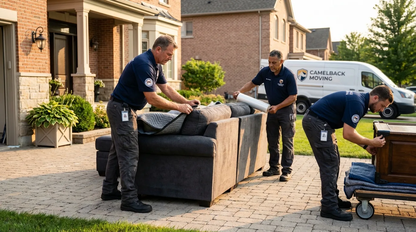 Large estate moving crew wrapping furniture in North Bend, WA